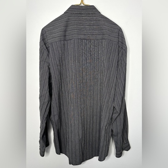 Vintage Jay Y. Ko Black White Striped Classic Button Down Shirt Men’s XL FLAW - Picture 3 of 7